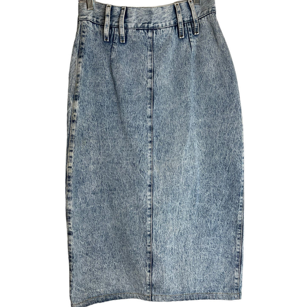 Vintage 1980's No Problem Stonewashed Denim Jean Size Women's 13/14 Skirt